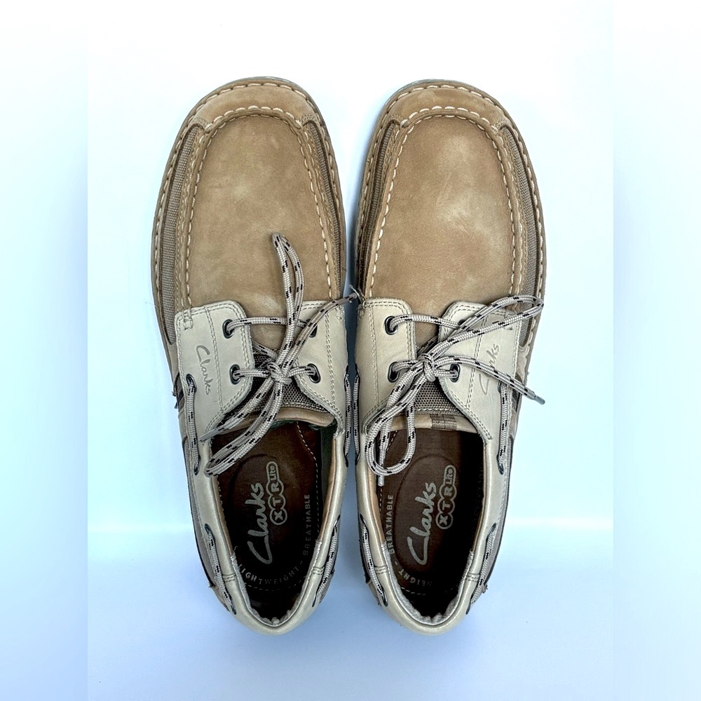 Clarks Men's Waterloo Boat Shoe size 12, Brown & Tan Leather